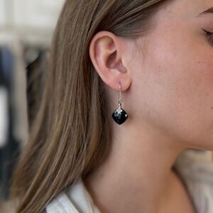 David Yurman Capri Onyx and Diamond Sterling Silver Drop Earrings